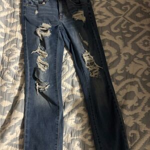 Aeropostale Ripped Blue Skinny Jeans